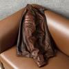 Genuine Leather Jacket Men Distressed Brown Vintage Stand Collar Biker Coat Large Size