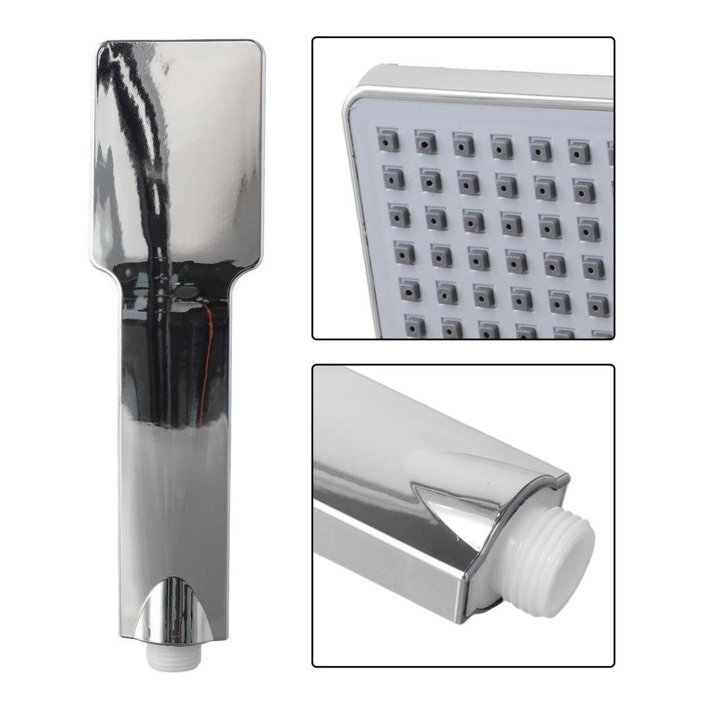 Moderner quadratischer Duschkopf Hoher Durchfluss Einzelnes Strahlbild Poliertes Chrom Hände