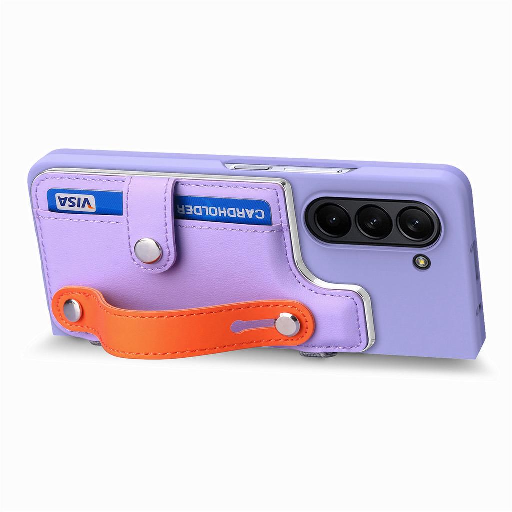 Für Samsung Galaxy Z Fold6 5G Hülle Armband Ständer Leder+PC Handyhülle mit Displayschutzfolie