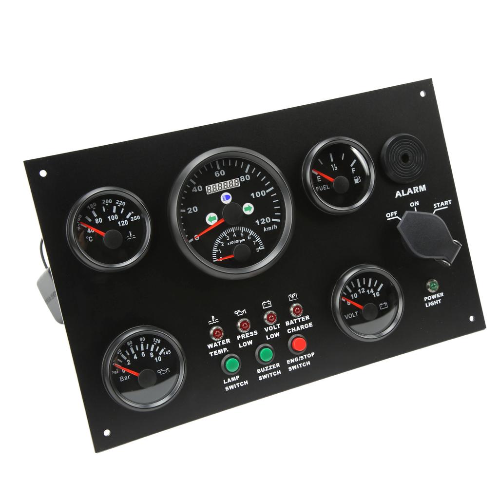 Conjunto de 5 Instrumentos Velocímetro Nível de Combustível Temperatura da Água Medidor de Pressão do Óleo Voltímetro Barco