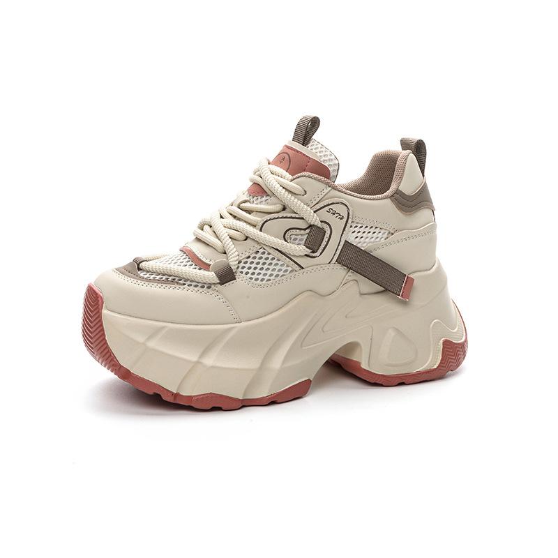 Dad Shoes 2025 Summer New Thick-soled Inner Height Increase of 9cm Star with the Same Net-penetrating Versatile Fashion Style Lace-up Women's Shoes