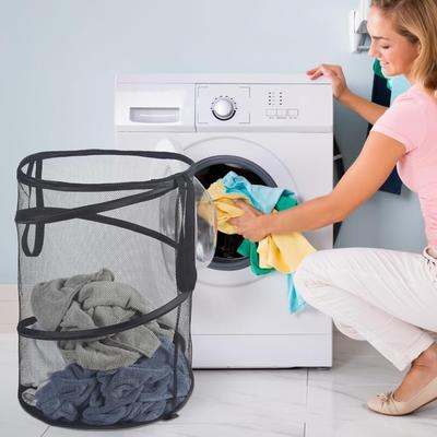 Cesto Pieghevole per Biancheria Sporca Rete Grande Sacca Porta Filati Secchio con Telaio Organizzatori per Bucato Sacca Portaoggetti Organizer per la Conservazione