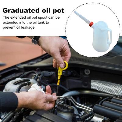 1.2/2/3/4/5L Oil Measuring Jug With Flexible Spout Can Fuel Plastic Pouring Oil For Automotive, I4S7
