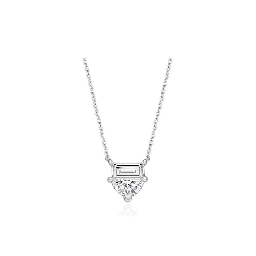 Tulip Half Moon Mix Silver-White Necklace Tnssvw14002M