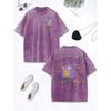 Purple Plush One-Eyed Monster Prints Washed T-Shirts Women Cotton Oversized Tops Comfortable T Shirt Summer Woman Clothes