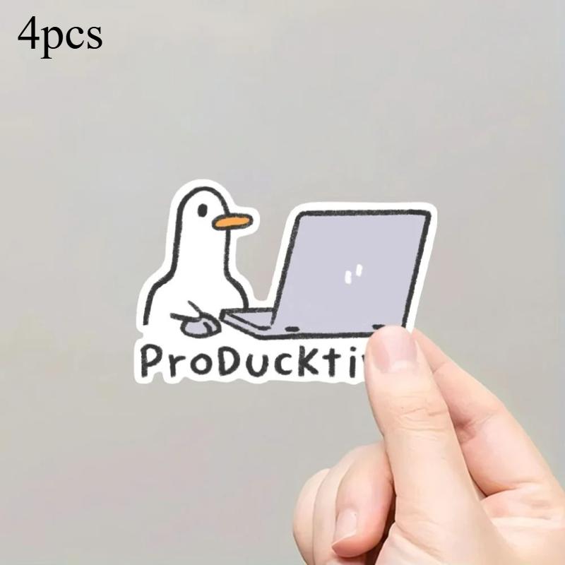 

4pcs Cute Goose Phone Sticker Removable Laptop Decals Cup Waterproof Stickers Notebook Computer Decoration Gift for Adults