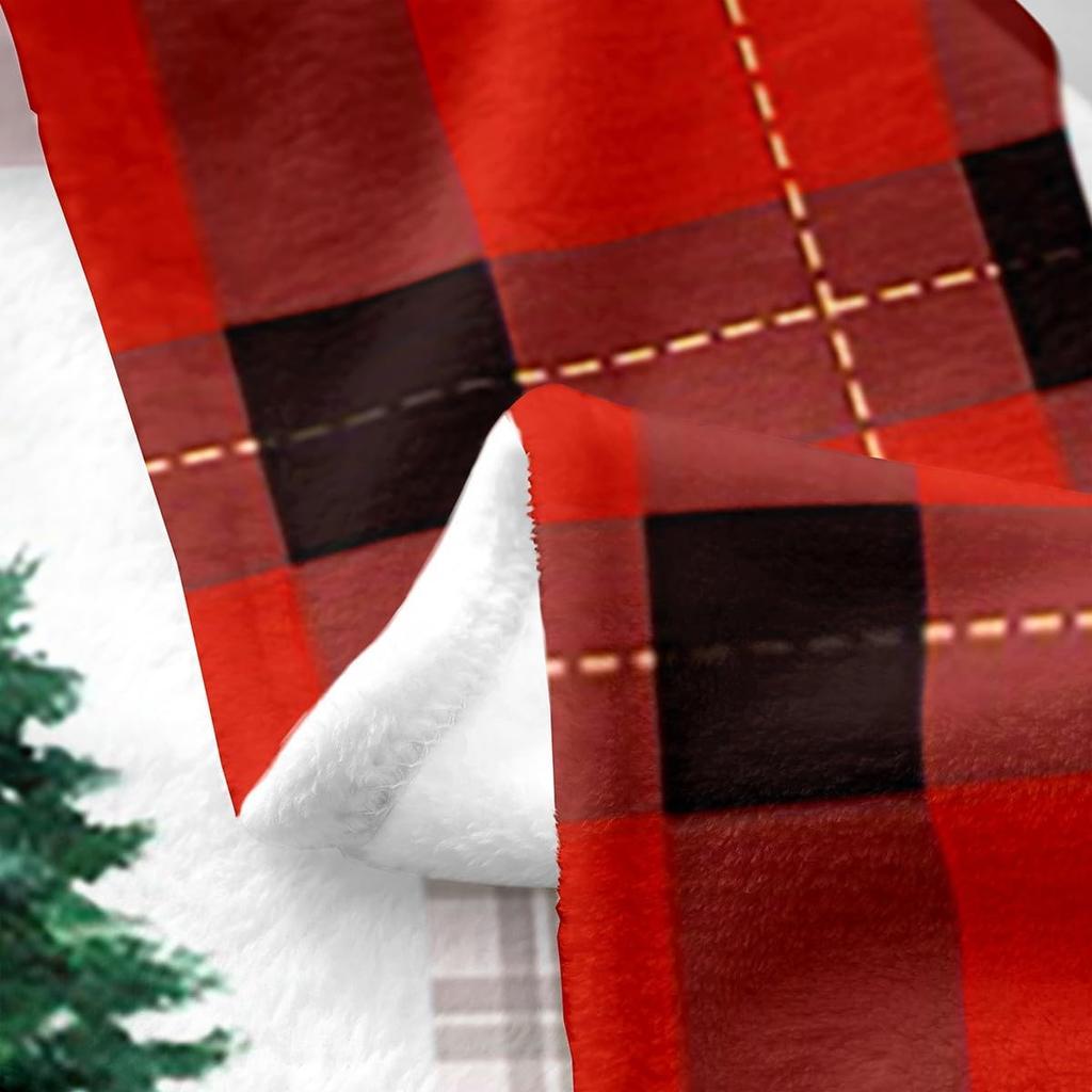 Xmas Grids Flannel Blanket Warm Lightweight,Merry Christmas Theme Warm Blanket for Couch Sofa Decor,Cartoon Santa Claus Warm