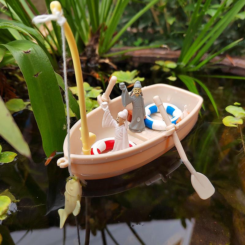 Miniature Floating Boat Ornament - DIY Model for Fish Tank & Landscaping