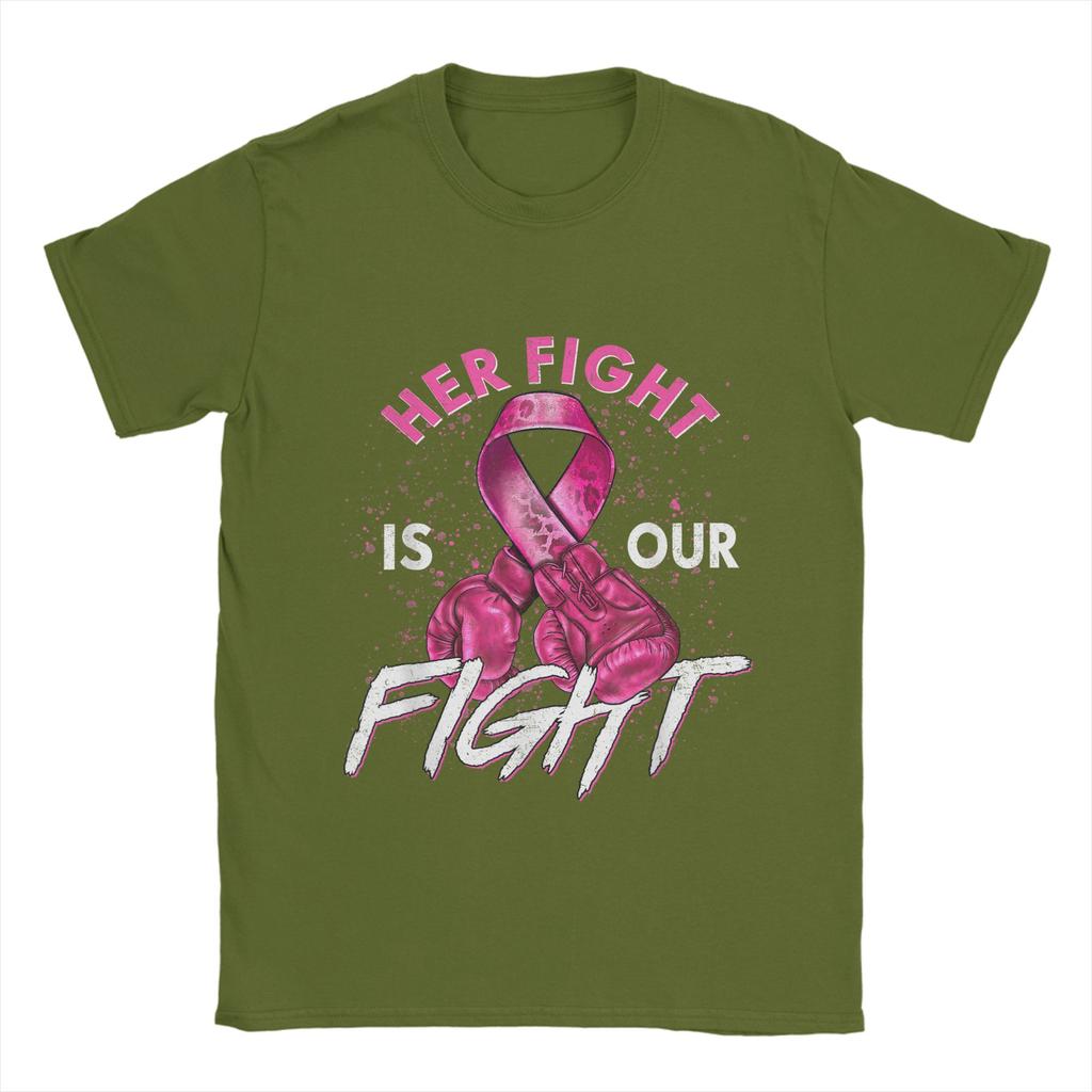 Vintage Fight Is Our Fight Breast Cancers  T-Shirt Men O Neck Cotton T Shirts  Short Sleeve Tees Plus Size Clothing