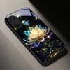 tellar Luminescence Lotus Black Glass Phone Case For OnePlus Ace 2 3 5 Pro Nord CE 2T 2 3 Lite 6 7T 8 9 10 Pro 11R 12R 13R Cover