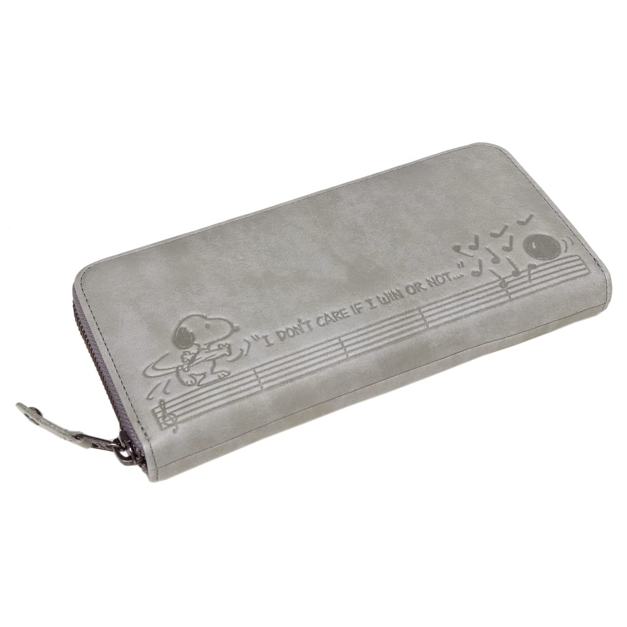 

73282 Long Wallet Round Zipper Embossed Genuine Leather Gray [Snoopy] Women s