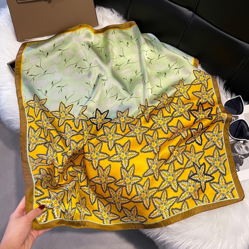 Luxury Print 70*70Cm Silk Square Scarf Women Soft Satin Hairband Neckerchief Tie Female Headband Foulard Bag Ribbon Gift