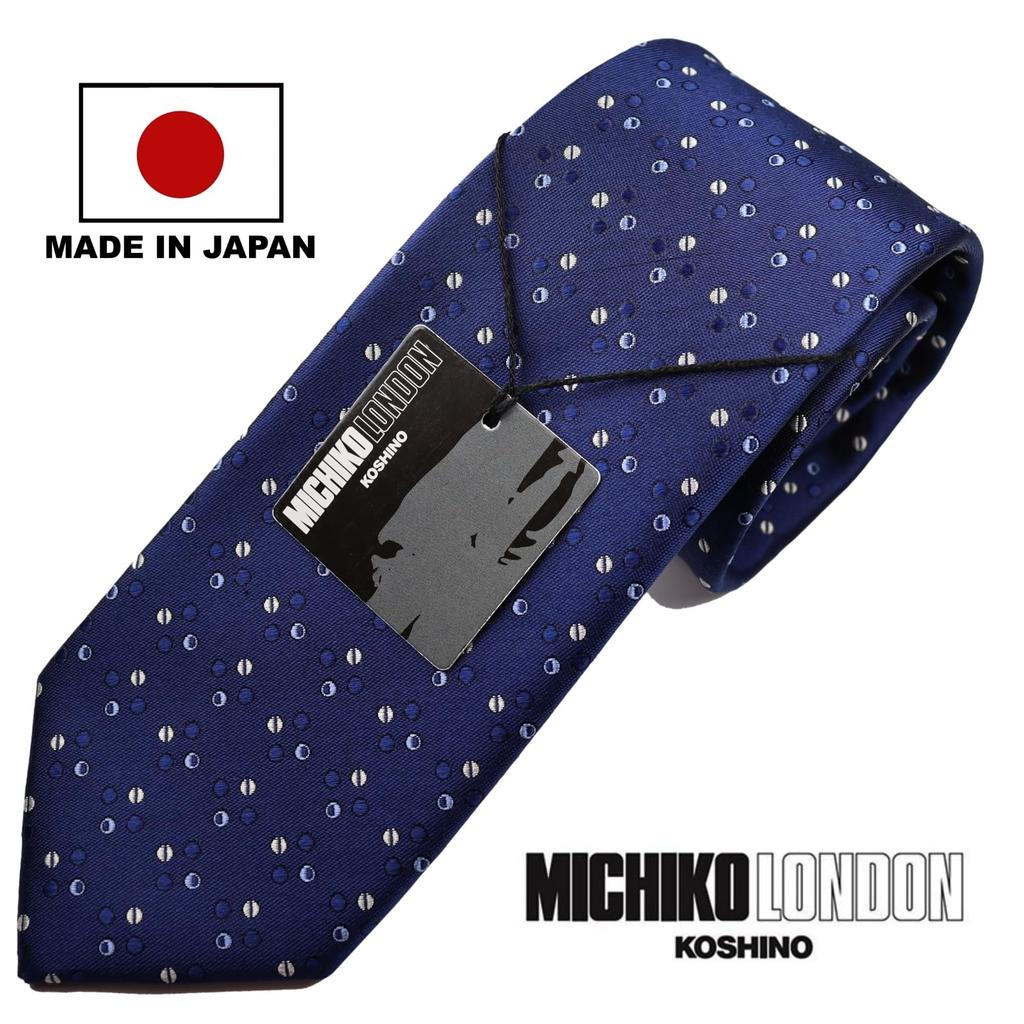 [Michiko London] Wrinkle-resistant bonded fabric with lining for added volume. Made in Japan. KOSHINO brand tie. Small pattern. 100% silk. Unisex.