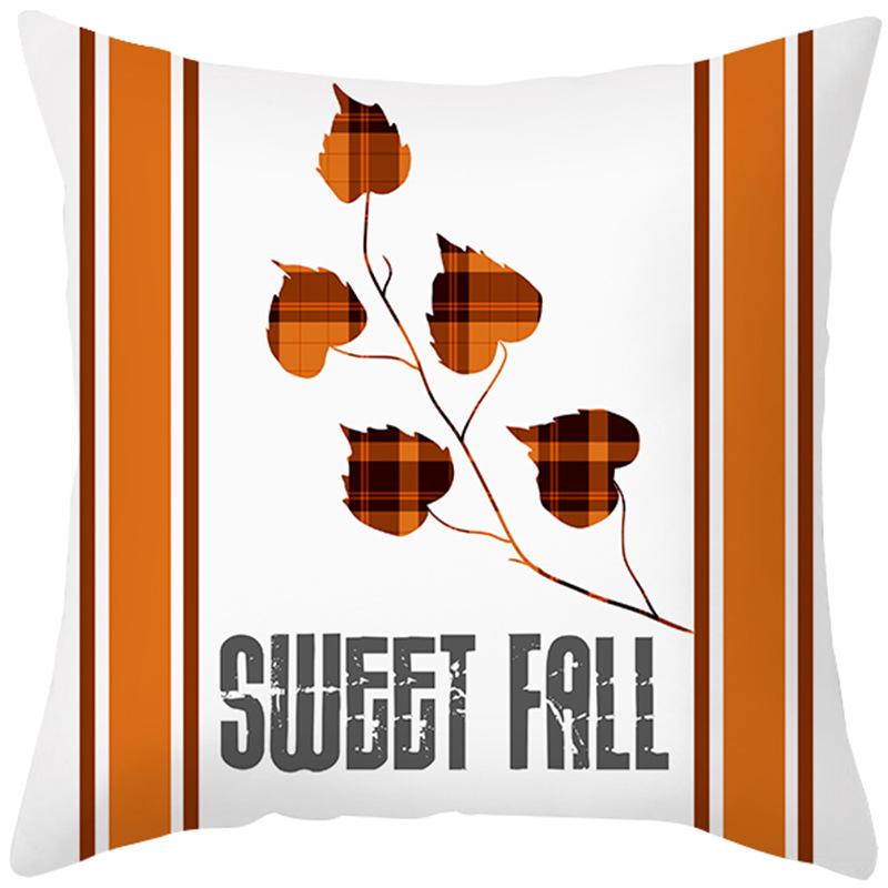 New Style Pillow Cover Autumn Maple Leaf Sofa Cushion Home Supplies Peach Skin Cushion Cover