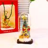 Rose Flower Preserved in Glass Dome with Night Light - Mother's Day or Birthday Gift Ornament