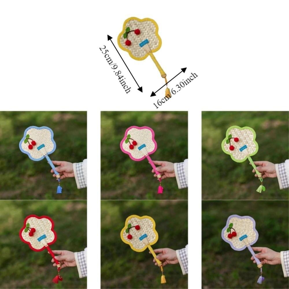 Vintage Portable Fan Flower Shaped Cooling Fan Creative Straw Fan Home Decor