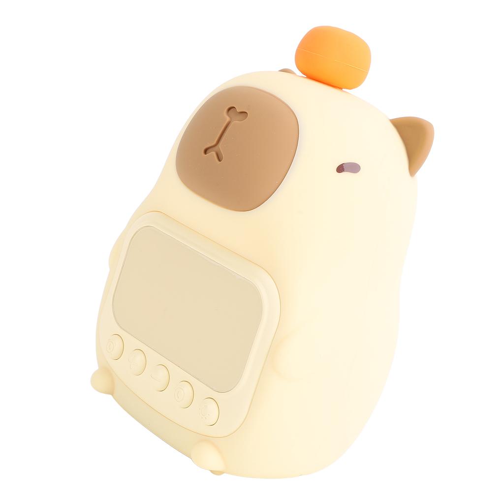 Kids Alarm Clock Night Light Integrated Cute Capybara Clock Dimming Night Light for Bedroom