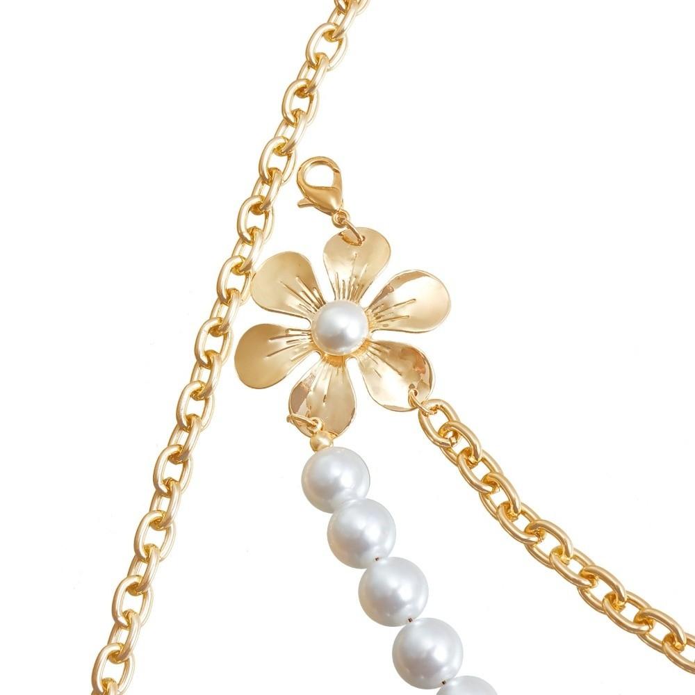 Multilayer Pearl Waist Chain Heart Rhinestone Punk Thin Waist Chain Elegant Waist Accessories Women Body Chain Belt Bridal