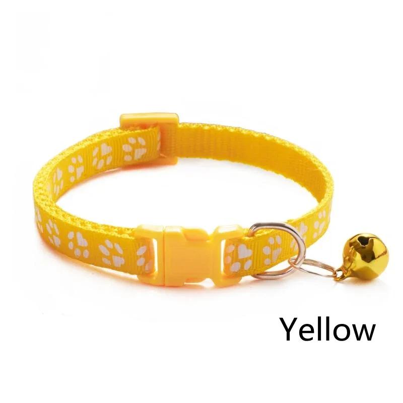 5pcs Adjustable Pet Collar With Bell Cartoon Footprint Colorful Puppy Cat Accessories Kitten Collar Safety Bell Ring Necklace