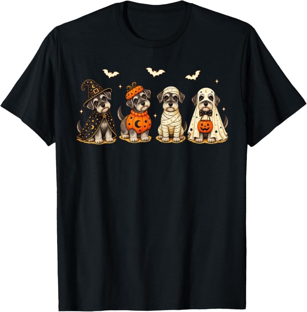 Halloween Dogs Witch Pumpkin Mummy Ghost Costume Cute Printed T-Shirt