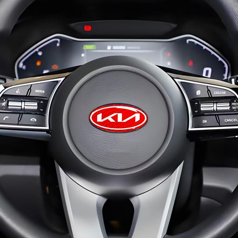 Koolstofvezel Auto Stuurwiel Embleem Sticker Badge Voor KIA K2 K3 K5 KX5 Sportage GT R Stinger Rio Optima Sorento Forte Soul