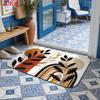 Boho Abstract Brown Leaf Geometric Front Door Mat Non Slip Entryway Rug For Indoor Entryway Kitchen Floor Decor