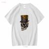 Steampunk Skull Unisexs Cotton T Shirt Top Long Or Short Sleeves Vintage Washed Versatile Top For Everyday Wear Stylish