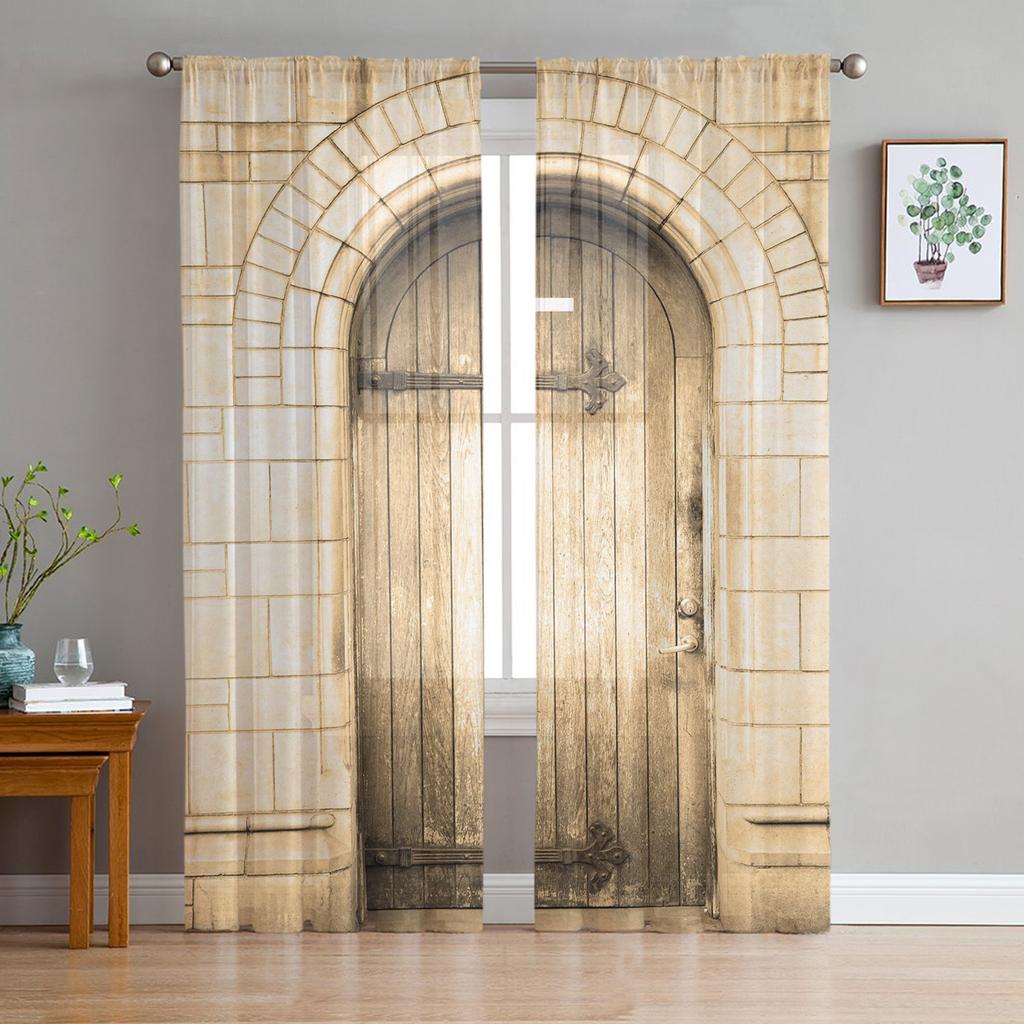 Islam Building Morocco Sheer Curtain for Living Room for Window Blinds Bedroom Drape Kitchen Cortinas Hall Drapes