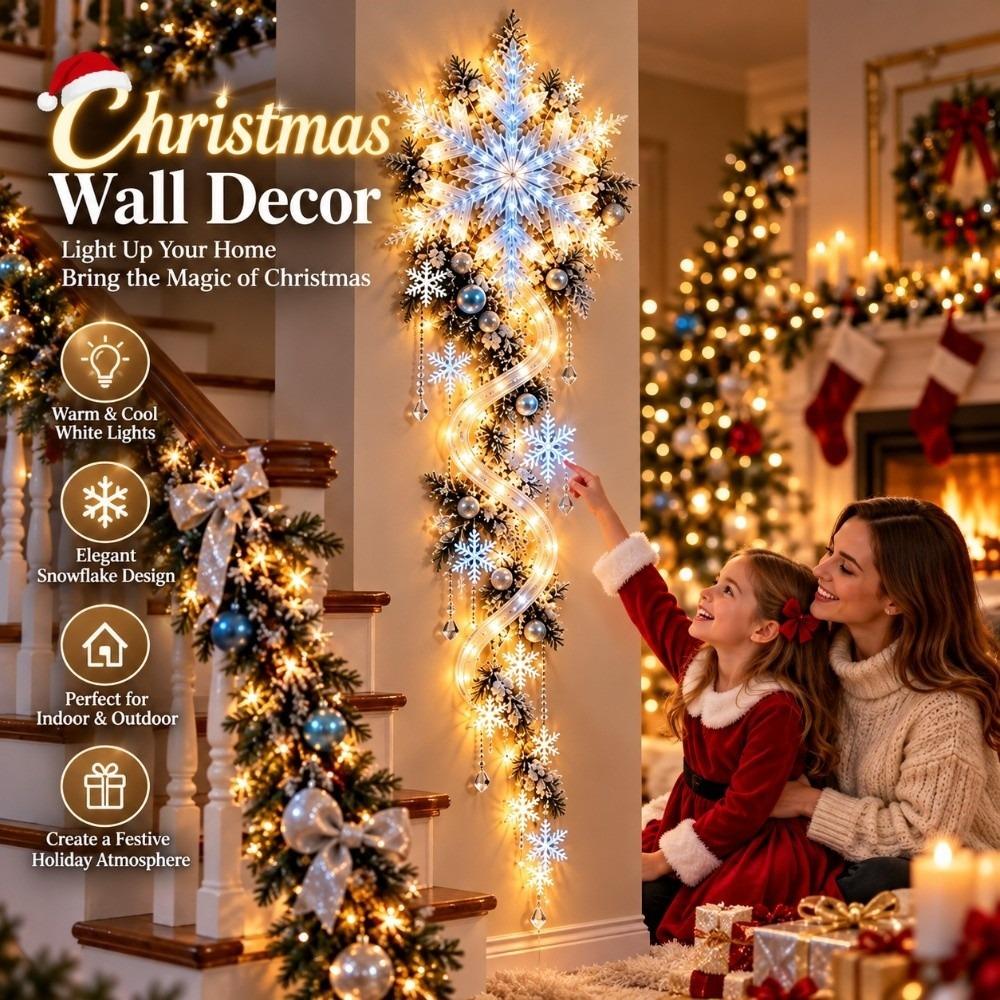Lightweight Giant Snowflake Light Holiday Window Decorative Light Christmas Wall Window Entryway