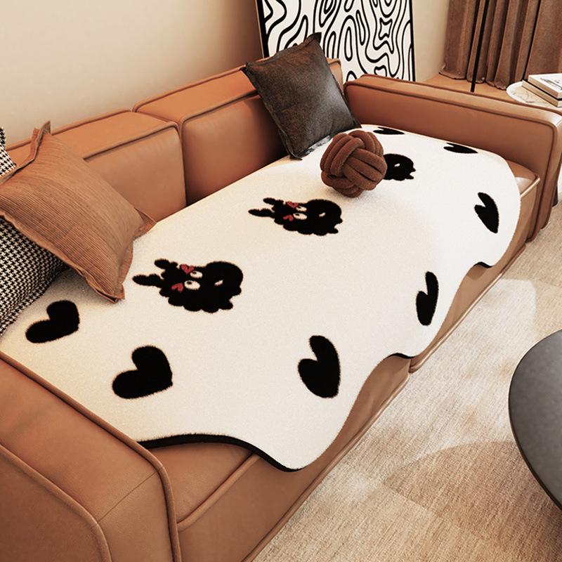Imitation Rabbit Fur Shaped Sofa Cushion Cartoon Creative Sofa Cushion Cover Cloth Irregular Sofa Towel