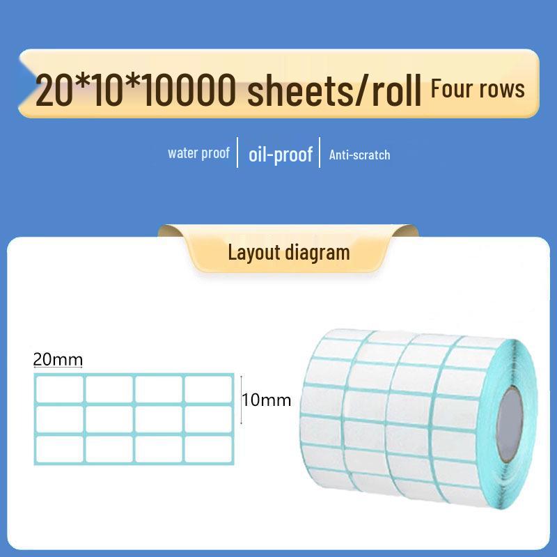 Double Row Thermal Paper Self-Adhesive Labels for QR Code & Barcode Printing, Water/Oil/Heat-Resistant, Free Shipping