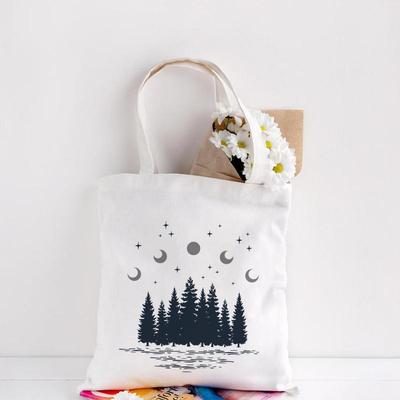 Damenhandtaschen, Canvas-Einkaufstasche, dunkler Walddruck, Einkaufen, Reisen, Damen, umweltfreundlich, wiederverwendbare Schultertaschen