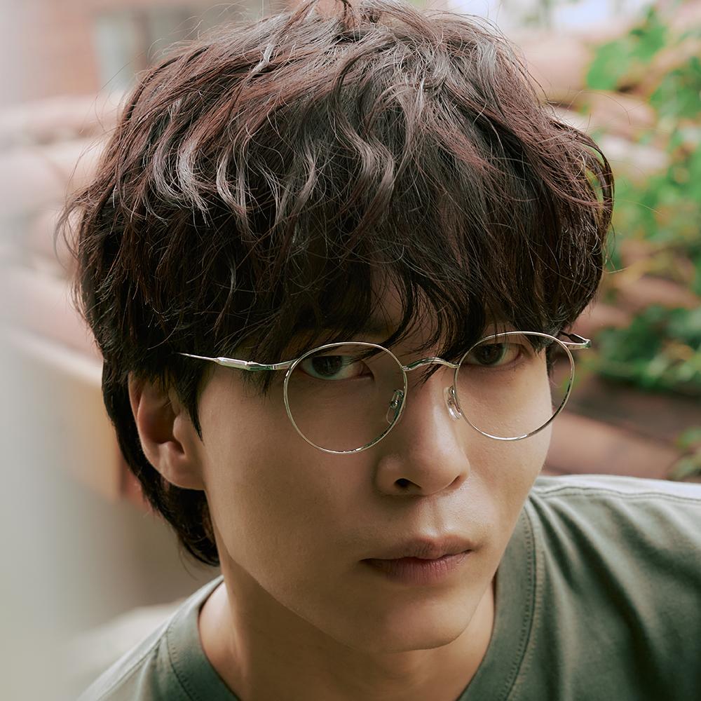 Alloaiweeo Al8402 1111G Titanium Silver Layered Bridge Eyeglass Frame Blue Light Lens Selection