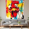 Crazy Cartoon Rooster Head Pop Art Wall Tapestry Colorful Splash Chicken Funny Decor for Kitchen Farmhouse Boys Gift