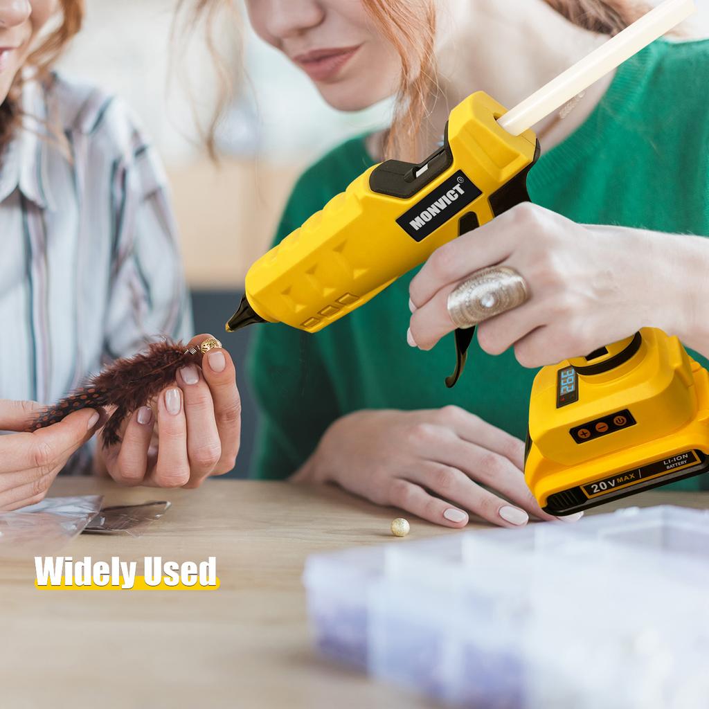 Verbessertes kabelloses 100W-Klebegewehr für Dewalt 20V Akku, Digital temperaturverstellbar, Vollgröße, Heavy Duty, mit 10 Klebestiften