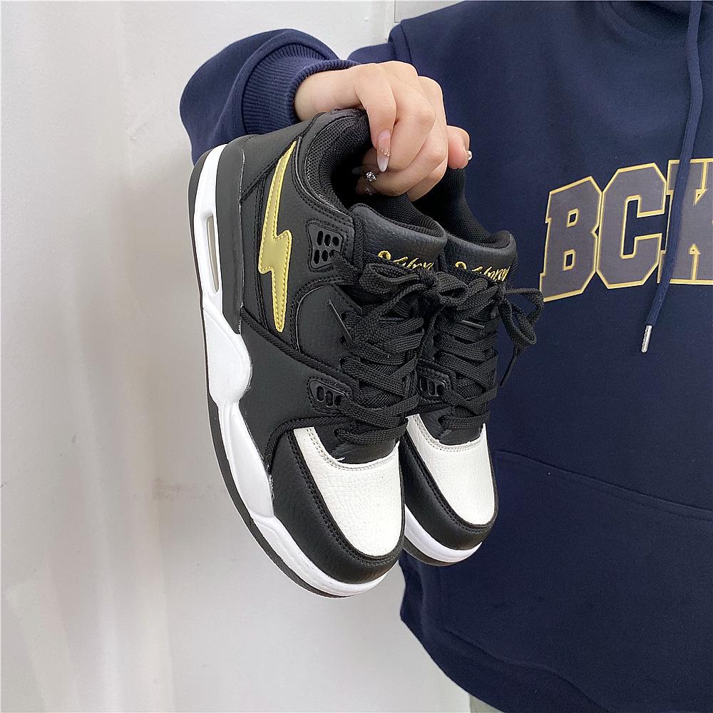 Hong Kong Style Men's Air Cushion Sports Shoes - 2025 Summer Trend, Thick Sole Casual White Sneakers for Students and Couples