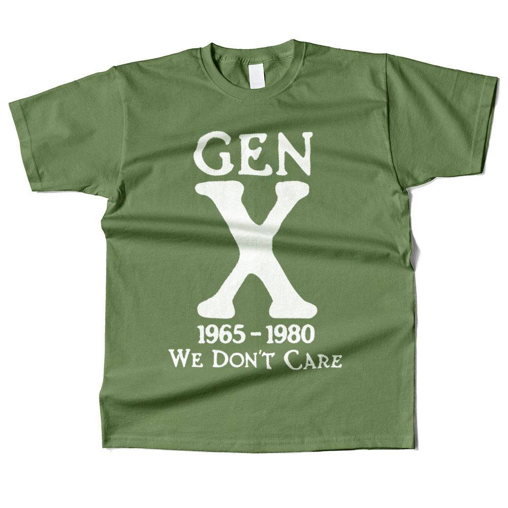 Mens Cotton Gen X 1965-1980 We Don't Care Graphic High Quality T Shirt Street Casual Style Tee for Men and Women