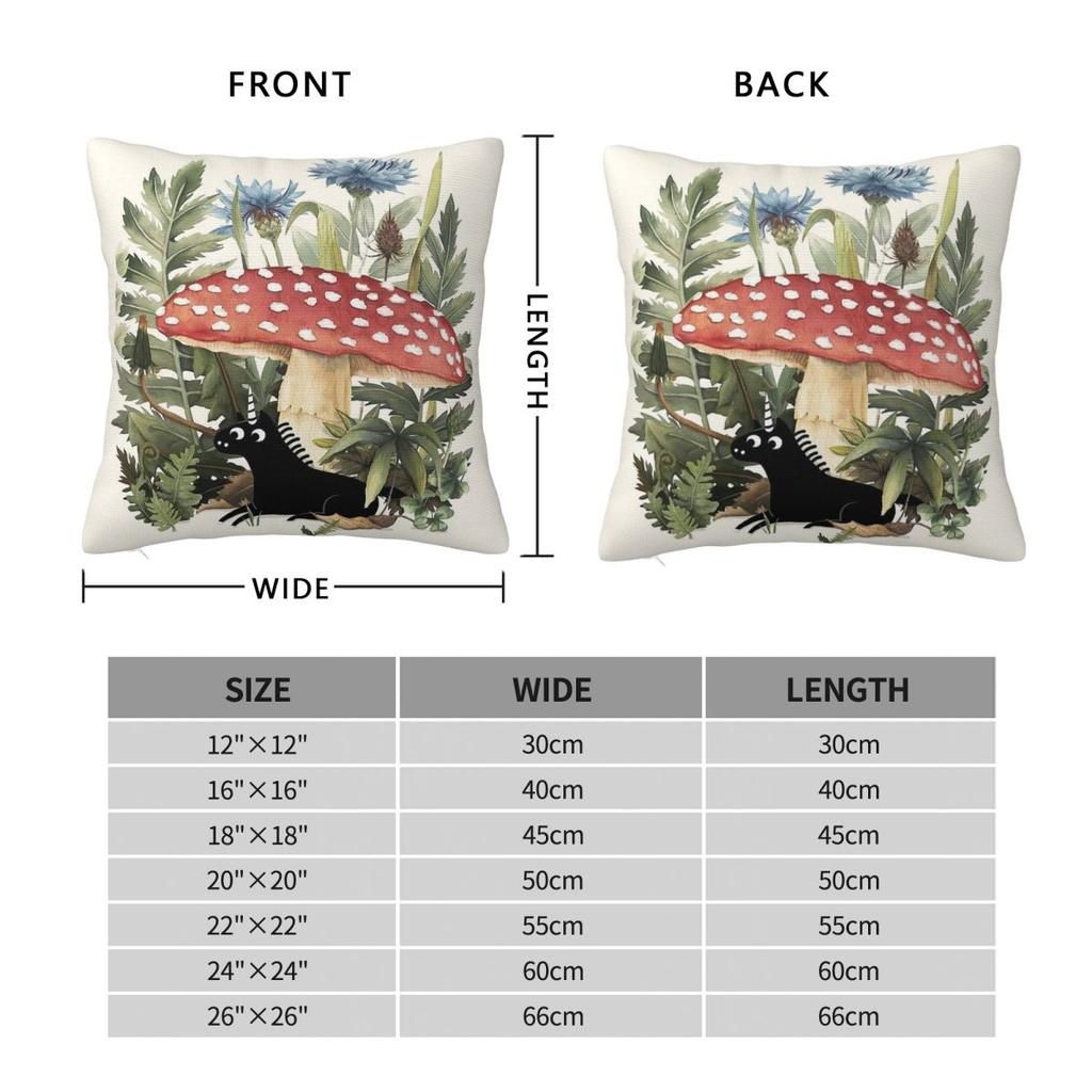Tiny Unicorn Under Mushroon Pillowcase Polyester Linen Velvet Pattern Zip Decorative Pillow Case Car Cushion Case 18"