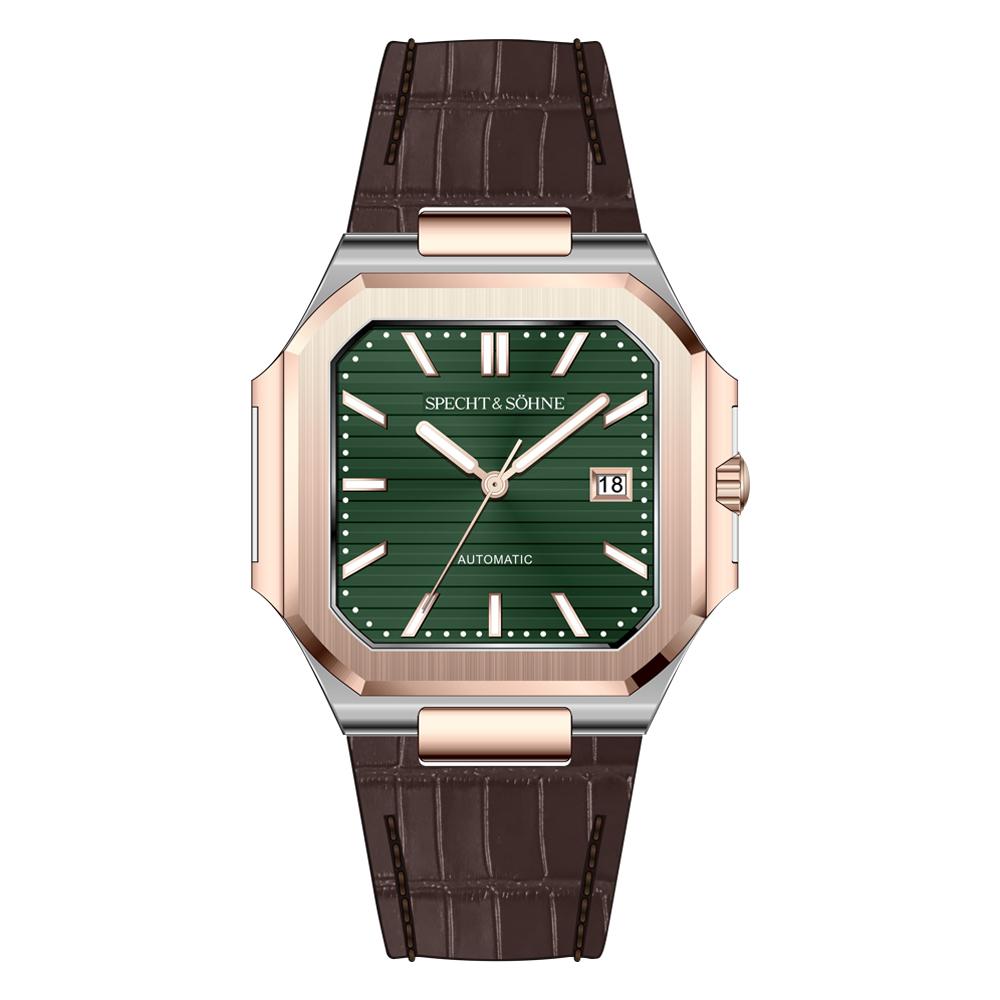 Specht & Söhne 2025 New Luxury Men's Watch 41MM Rose Gold Automatic Mechanical Wriswatch Genunie Leather Sports Watches 5Bar
