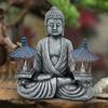 1 Pagoden-Buddha-Statue mit LED-Leuchten, solarbetriebene Buddha-Skulptur als Dekoration für Haus, Garten, Hof, Terrasse, Yoga.