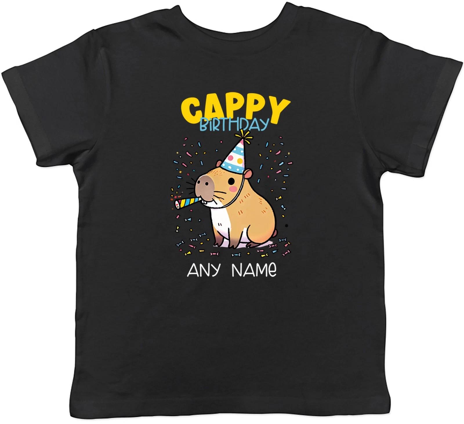 Personalised Happy Cappy Birthday Capybara Kids T-Shirt Boys Girls Gift 100