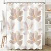 Pink Magnolia Flower Shower Curtain Modern Floral Printed Shower Panels for Bathroom Decor Waterproof Fabric with Hooks