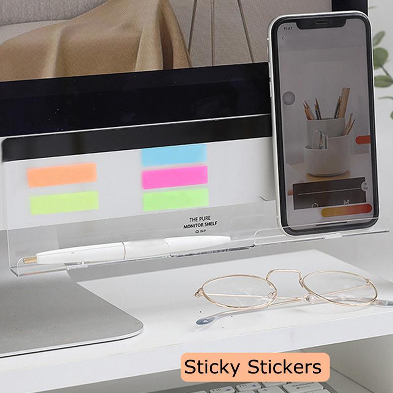 1PC/2PC Transparent Desk Side Organizer With Monitor Stand Creative Sleek Message Board Message Memo Board