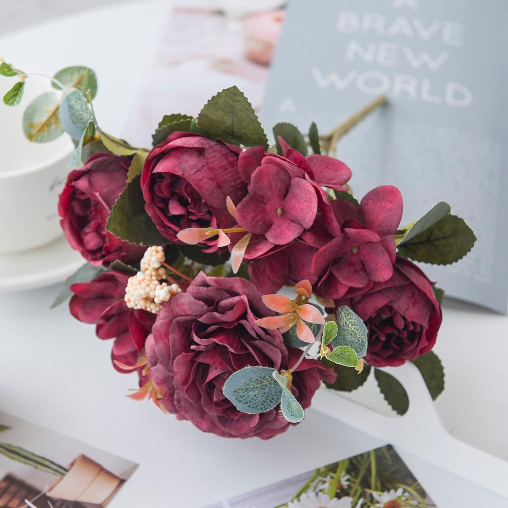 Artificial Flowers Silk Hydrangea Rose Peony Living Room Home vase table Garden Wedding bridal bouquet Diy Holiday Party Decor