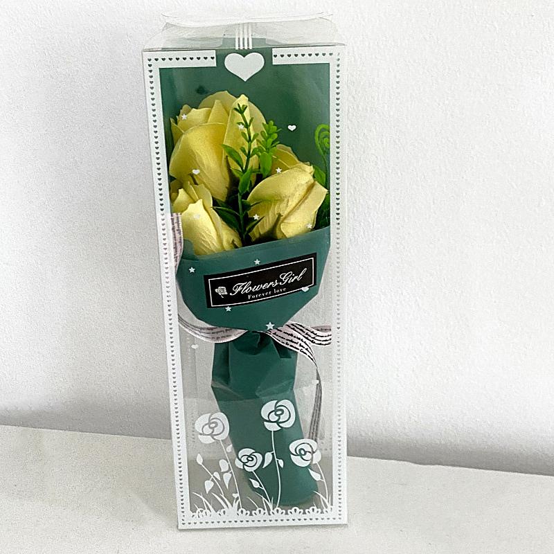1 Set Luxury Soap Flower Arrangement for Valentine's Day 3 Rose Soap Bouquet Gift Box 9x7x25cm