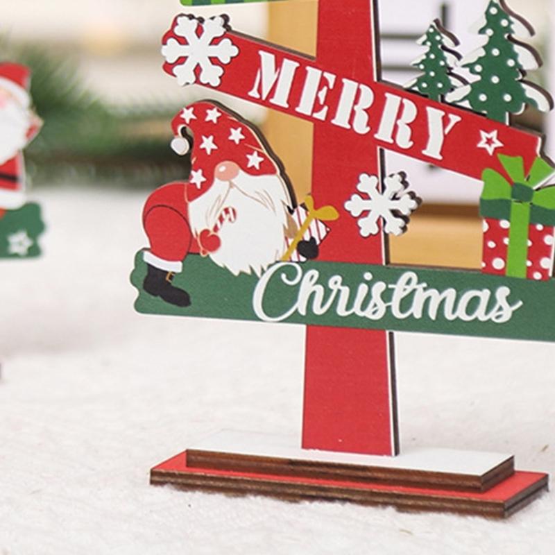 Festival Wood Christmas Decorations Christmas Tree Crafts Tabletop Centerpieces for Indoor Home Shops Decorations