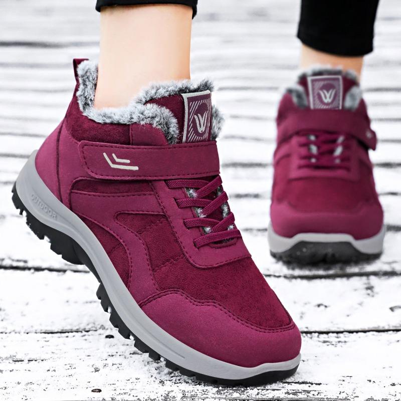 Women's Cotton Shoes Couple Velcro Women's Boots Thick-soled Non-slip Boots Women's Outdoor Versatile Cotton Boots Warm Mother Shoes