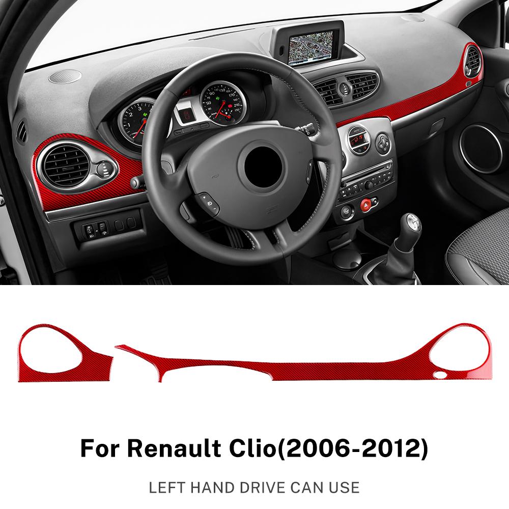 Real Soft Carbon Fiber Sticker For Renault Clio 3 2006 2007 2008 2009 2010 2011 2012 Car Central Console AC Trim Accessories