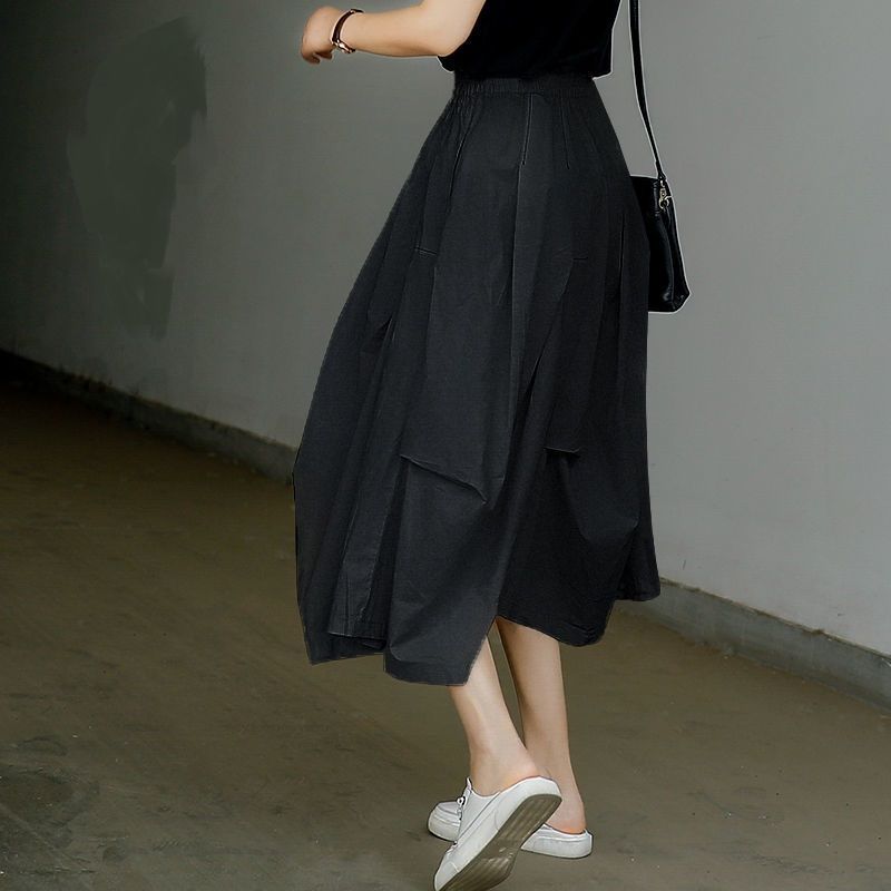 

Export Export Tail Order Fashion Brand Cut Label Cattle Goods Plus Size Plus Size Ladies Easiest for Match Slim Looking Sheath Asymmetrical Skirt Black M (recommended 45.00 kg-55.00 kg