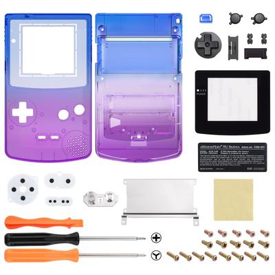 eXtremeRate Replacement Shell Full Housing Cover with Buttons, Clear Material, IPS Upgraded for Game Boy Color, Compatible with GBC OSD IPS, Regular I